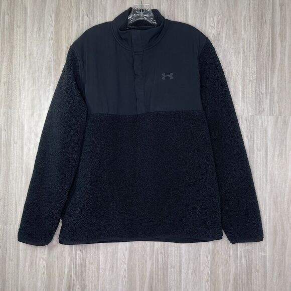 Under Armour Golf Sweater Pullover Mens XL Hybrid Snap Button Mock Neck 1/4 Logo - Picture 2 of 13